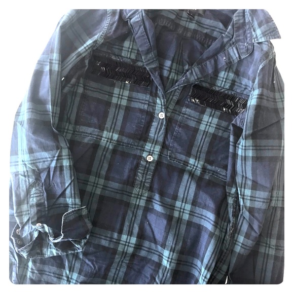 J Crew plaid shirt with chevron embellishment - Picture 2 of 8